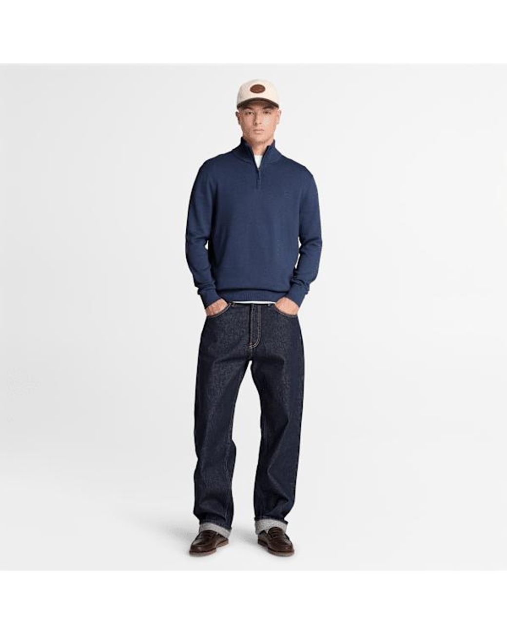 Timberland Blue Williams River Cotton Quarter-Zip Jumper For for men