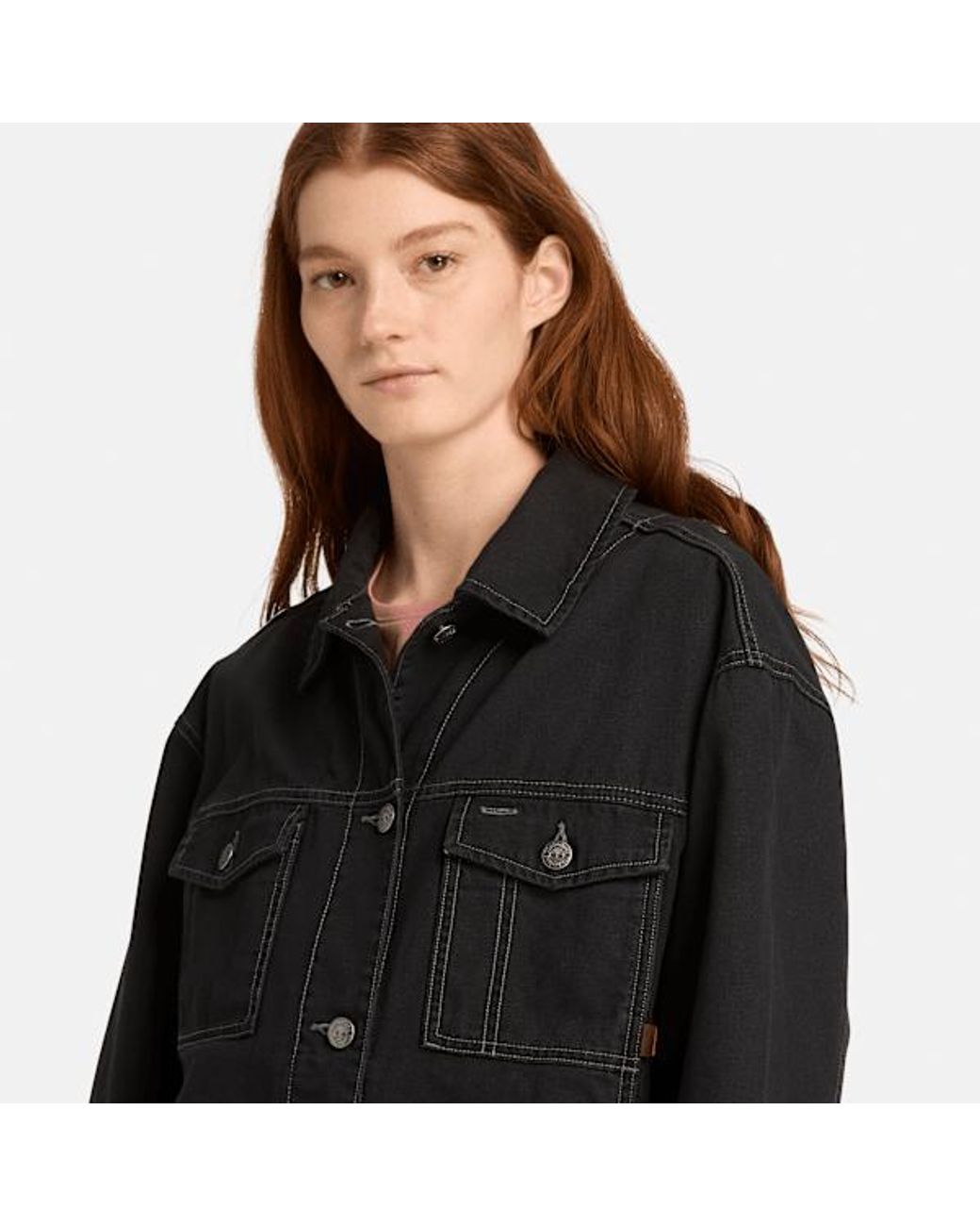 Timberland Black Canvas Trucker Jacket For