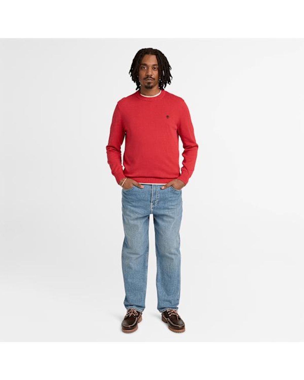 Timberland Williams River Cotton Yarn Dyed Jumper For Men In Red, Man, Red, Size: M for men