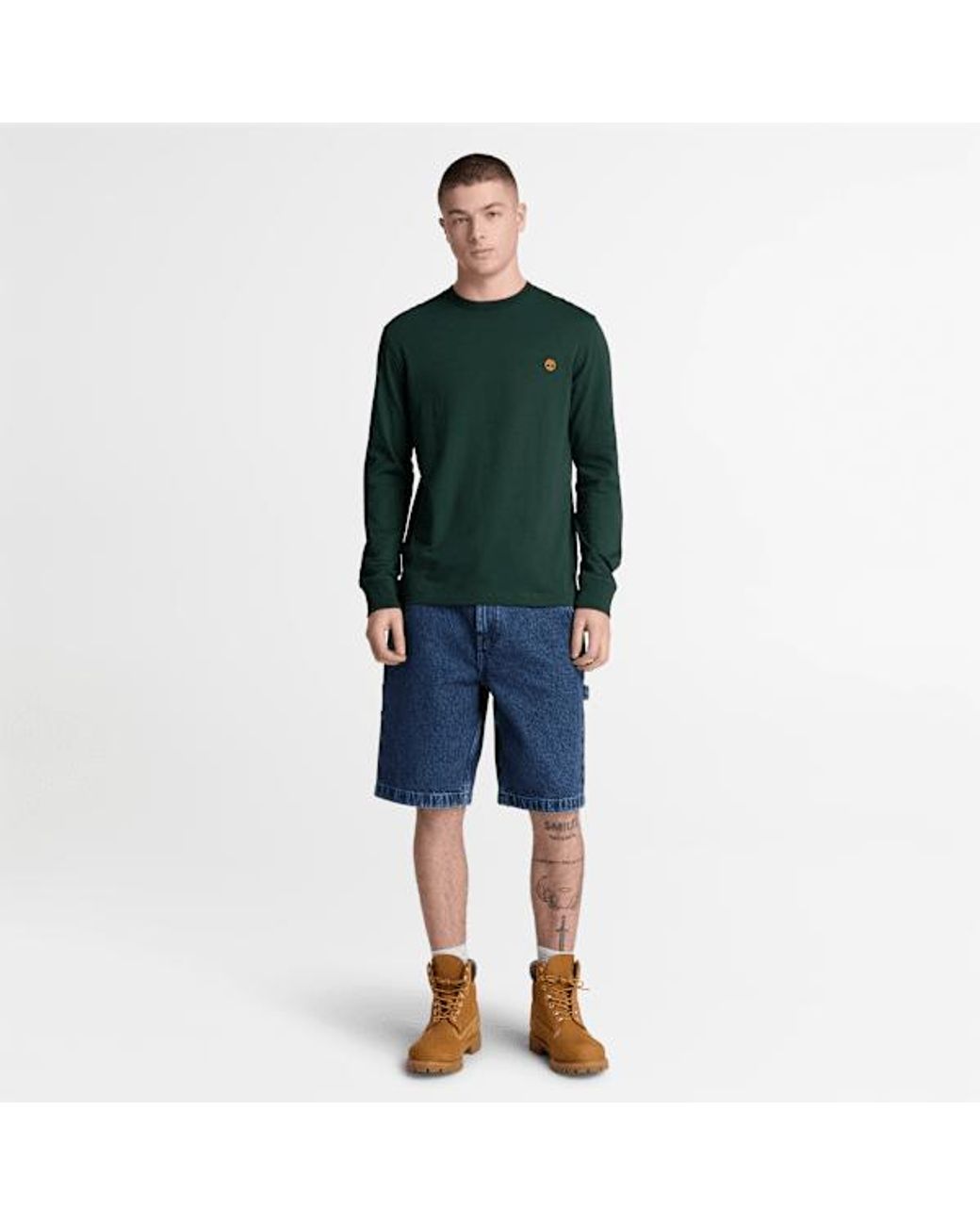 Timberland Green Dunstan River Slim Embroidered Long-Sleeve T-Shirt For for men