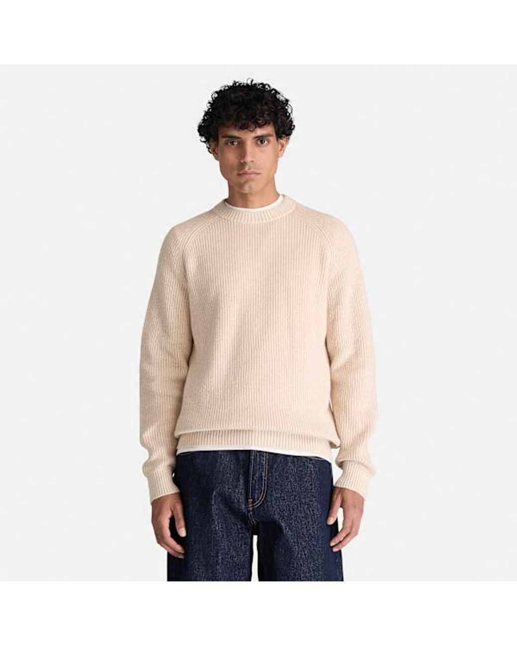 Timberland White Cotton Crewneck Jumper For for men