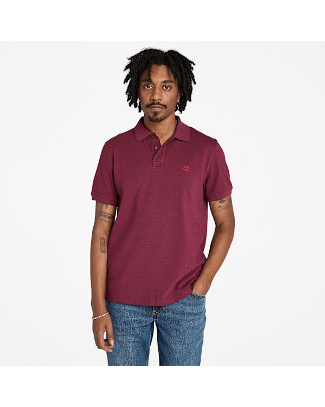 Timberland Red Millers River Pique Short-Sleeve Polo For for men