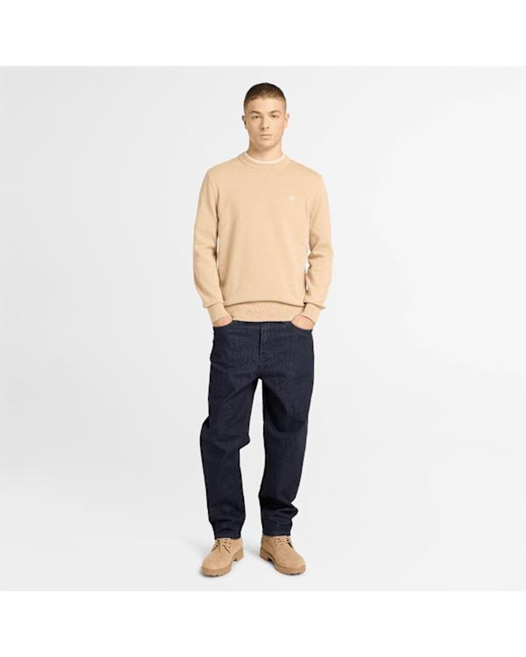 Timberland Natural Williams River Cotton Jumper For Men In Beige, Man, Beige, Size: 3xl for men