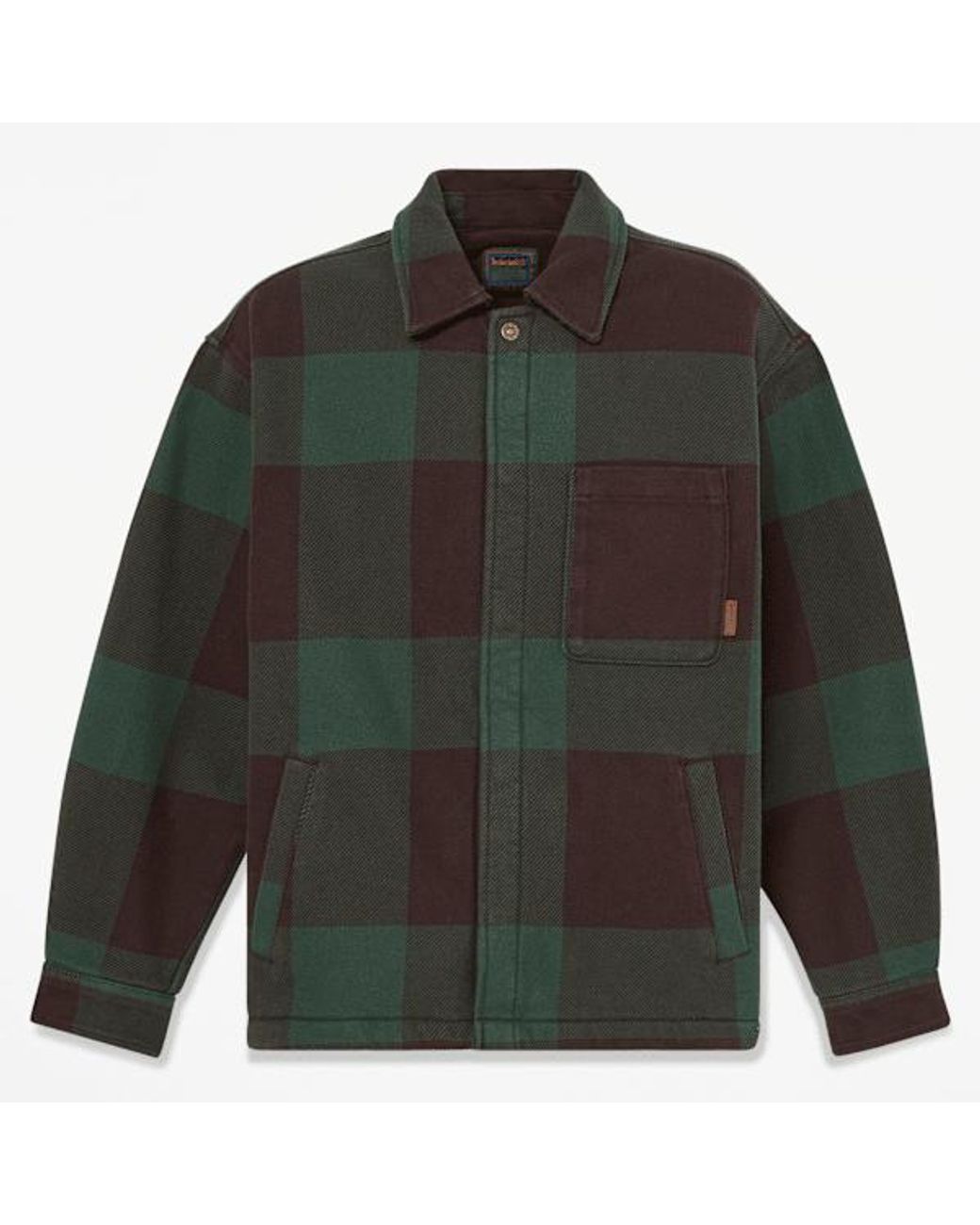 Timberland Green Fleece-Lined Checkered Overshirt For for men