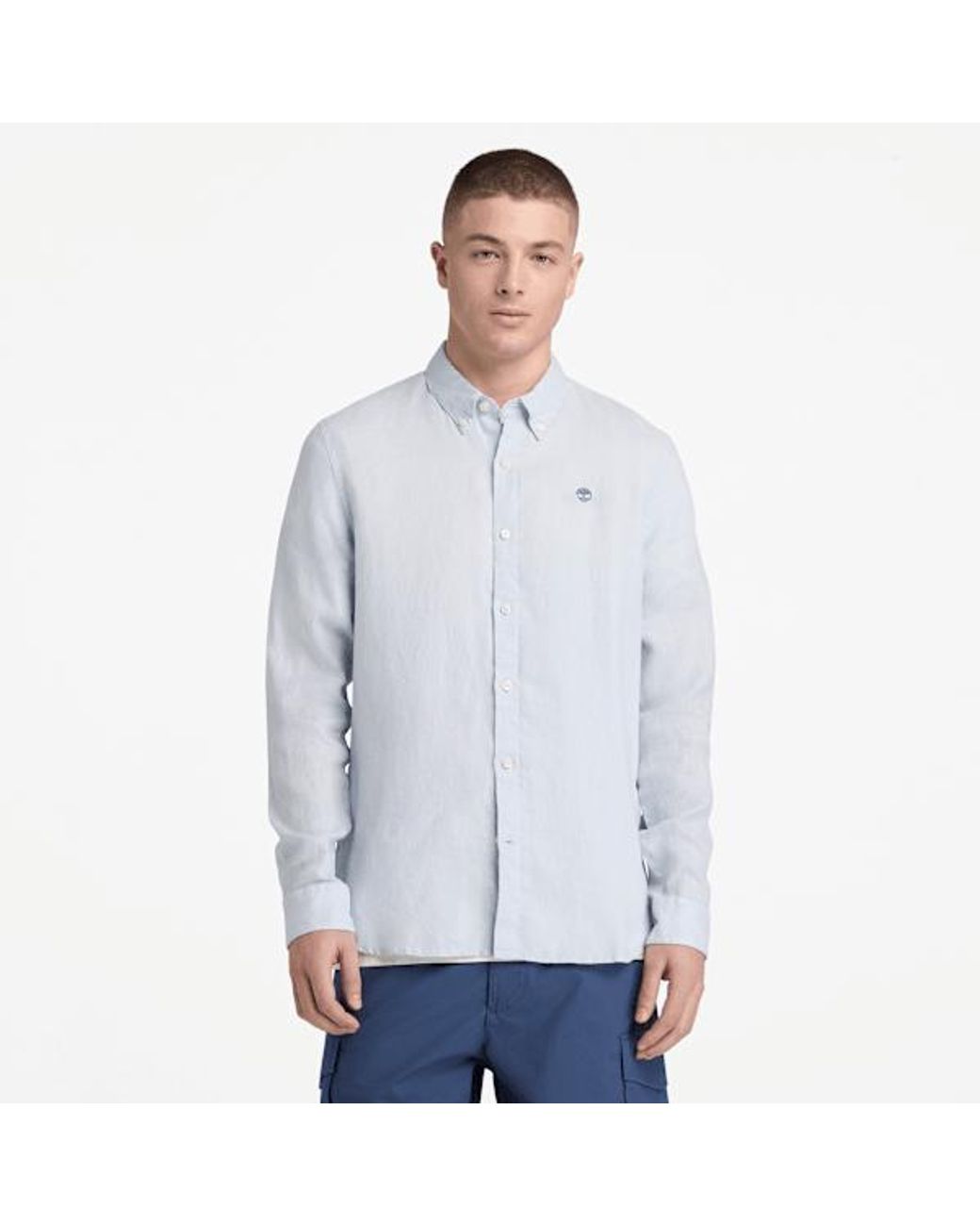Timberland Blue Mill Brook Linen Shirt For Men In Grey, Man, Grey, Size: L for men