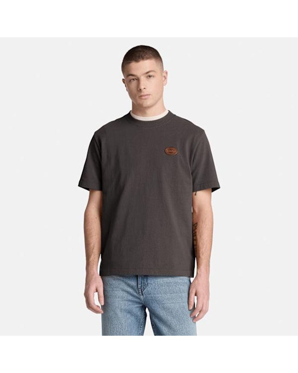 Timberland Black Leather Badge Short-Sleeve T-Shirt For for men