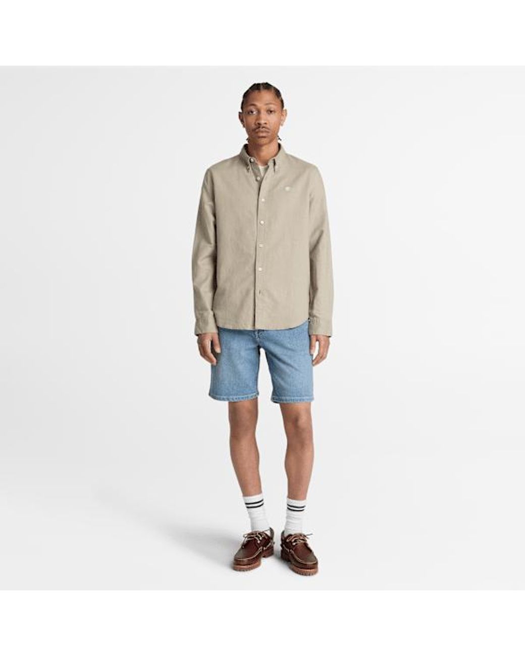 Timberland Gray Lovell Lake Button-Down Long-Sleeve Shirt For for men