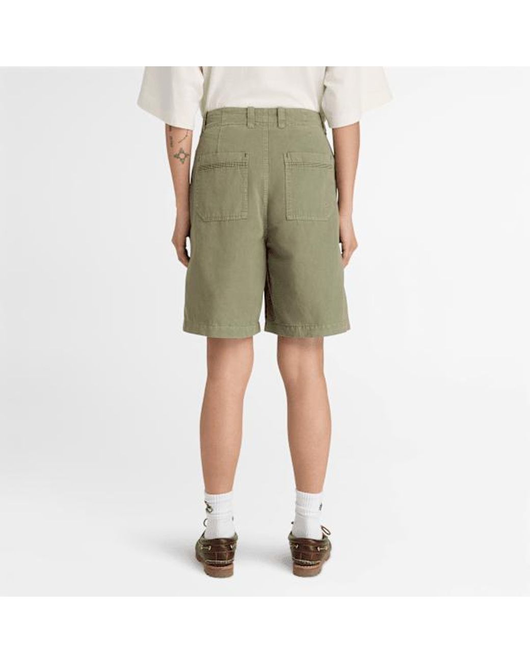 Timberland Green Cotton-Linen Bermuda Short For