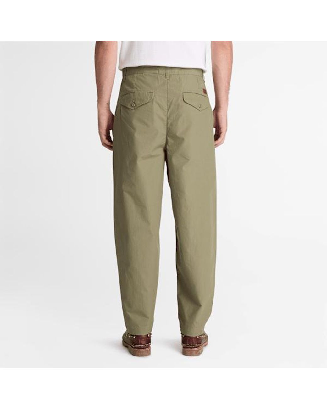 Timberland Green Claremont Poplin Pleated Chino Trouser For for men