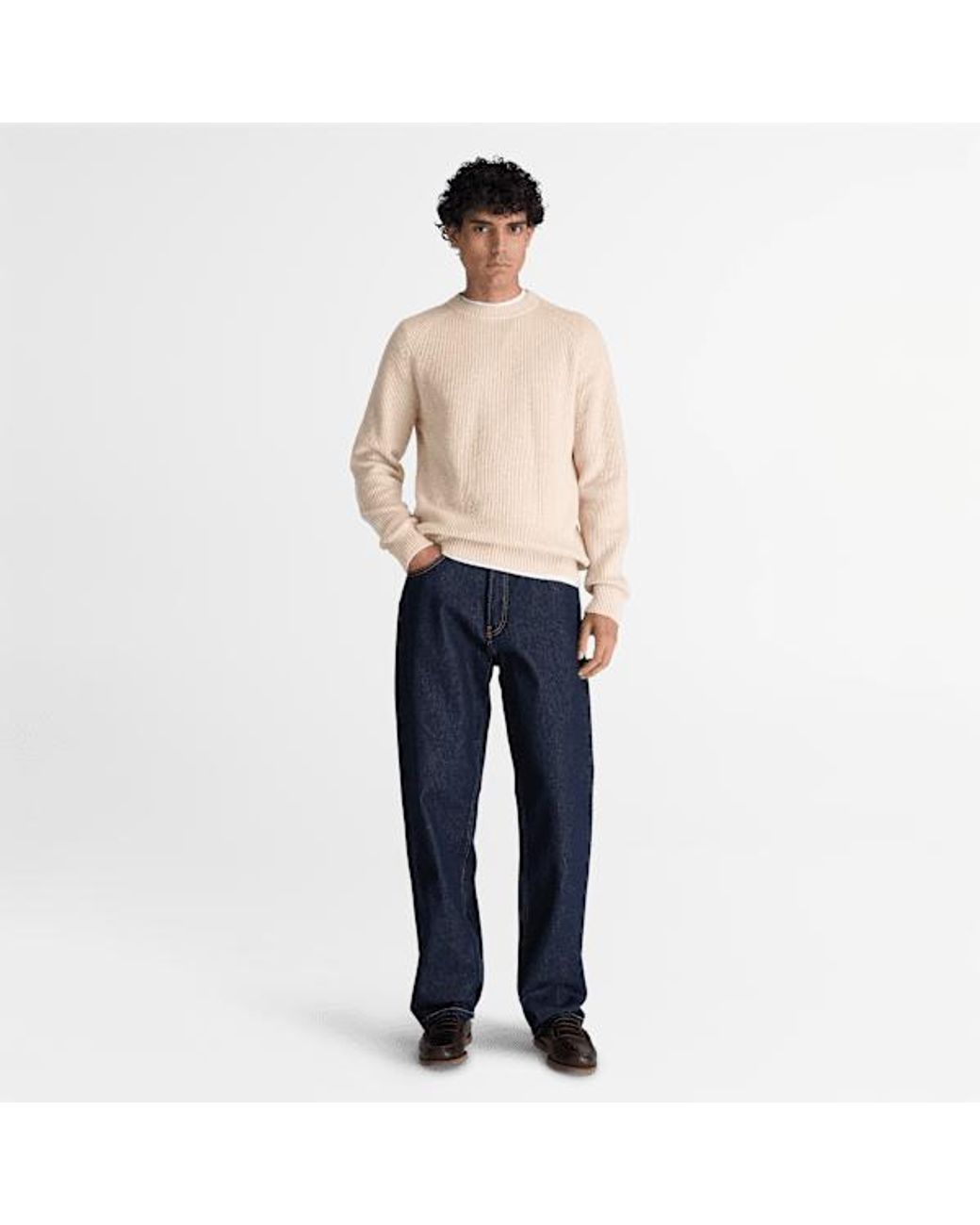 Timberland White Cotton Crewneck Jumper For for men