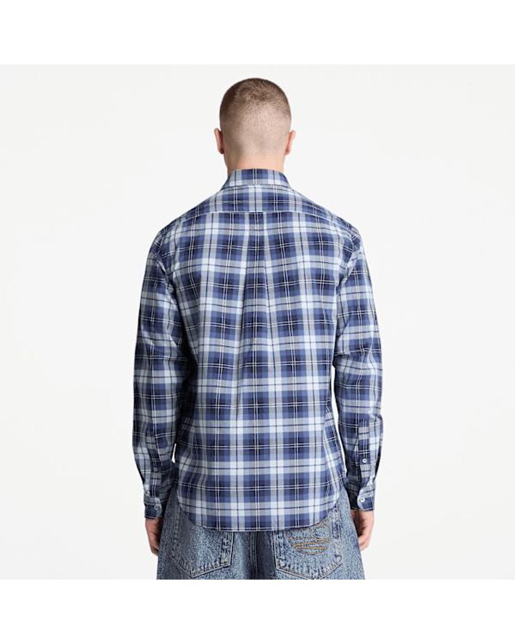 Timberland Blue Check Regular Fit Poplin Shirt For for men