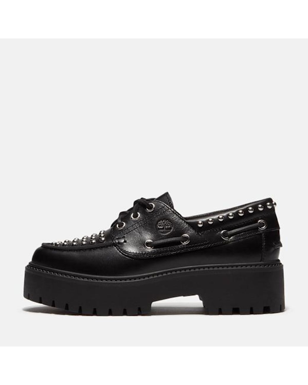 Timberland Black Stone Street Platform Boat Shoe For