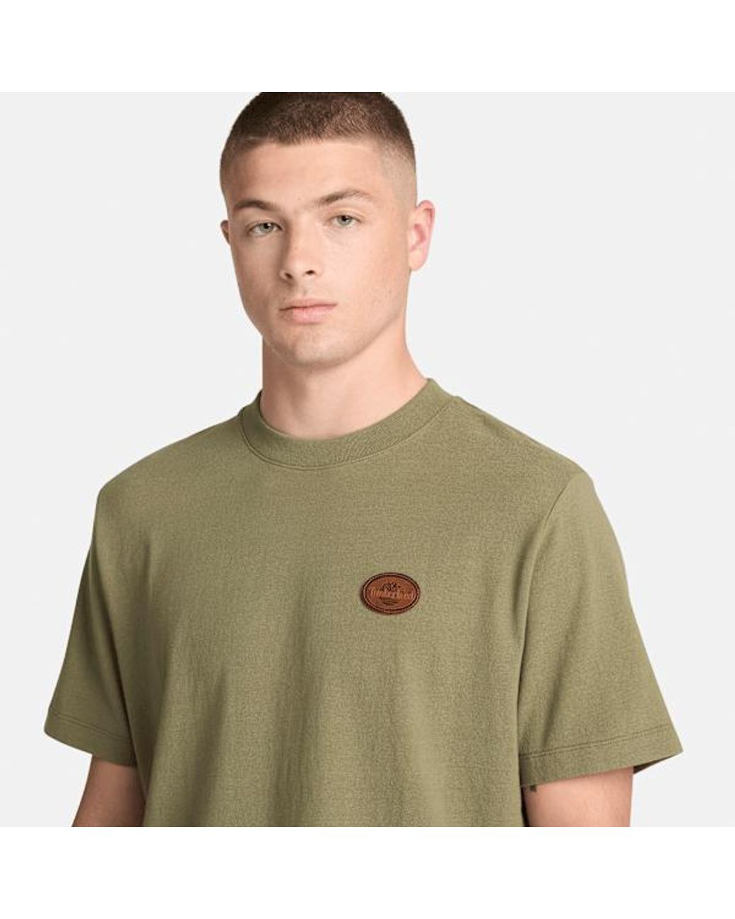 Timberland Green Leather Badge Short-Sleeve T-Shirt For for men