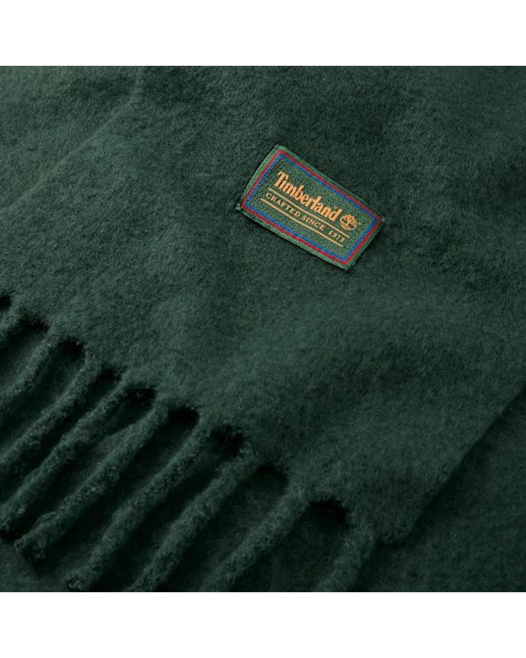 Timberland Green Woven Tassel Scarf For