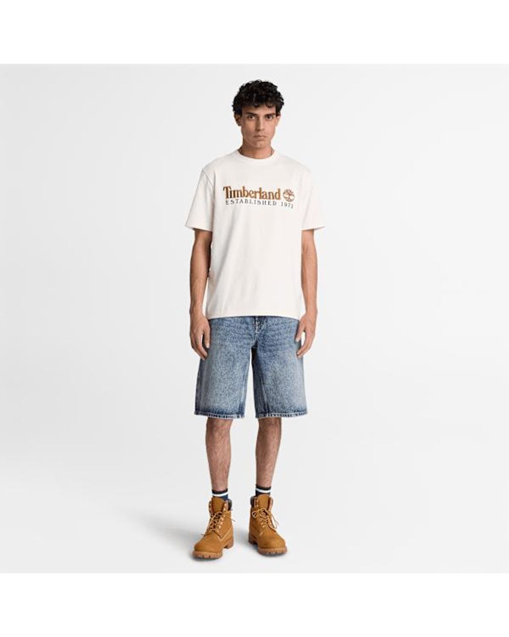 Timberland White Established 1973 Embroidered Short-Sleeve T-Shirt For for men