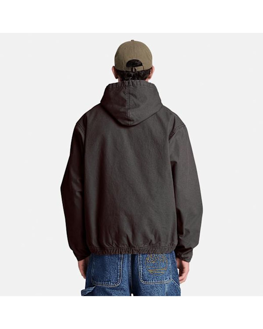 Timberland Black Hooded Canvas Bomber For for men