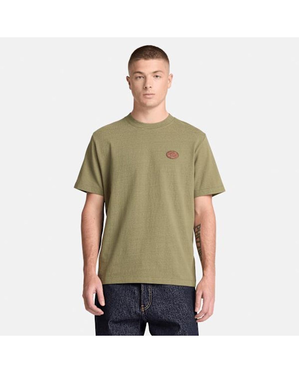 Timberland Green Leather Badge Short-Sleeve T-Shirt For for men