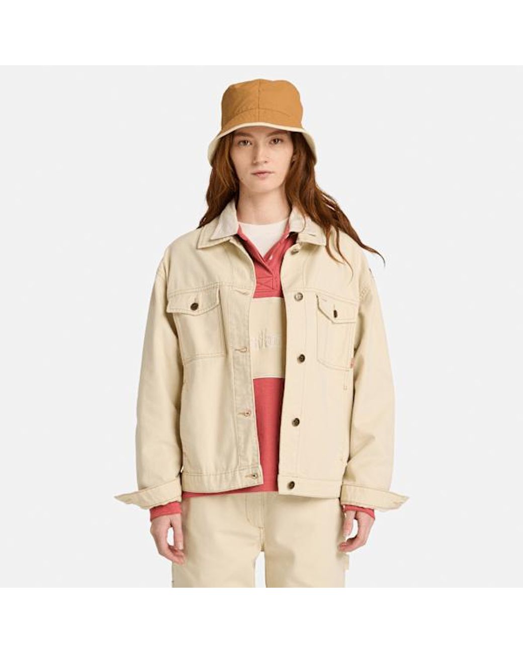 Timberland Natural Canvas Trucker Jacket For
