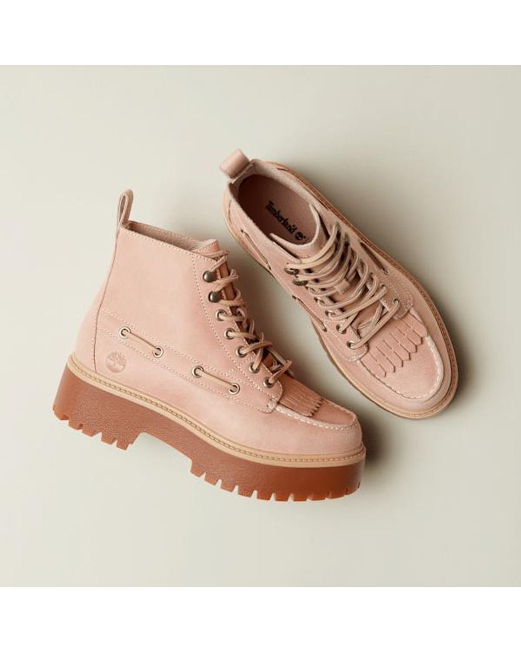 Timberland Brown Stone Street Platform Kiltie Boot For