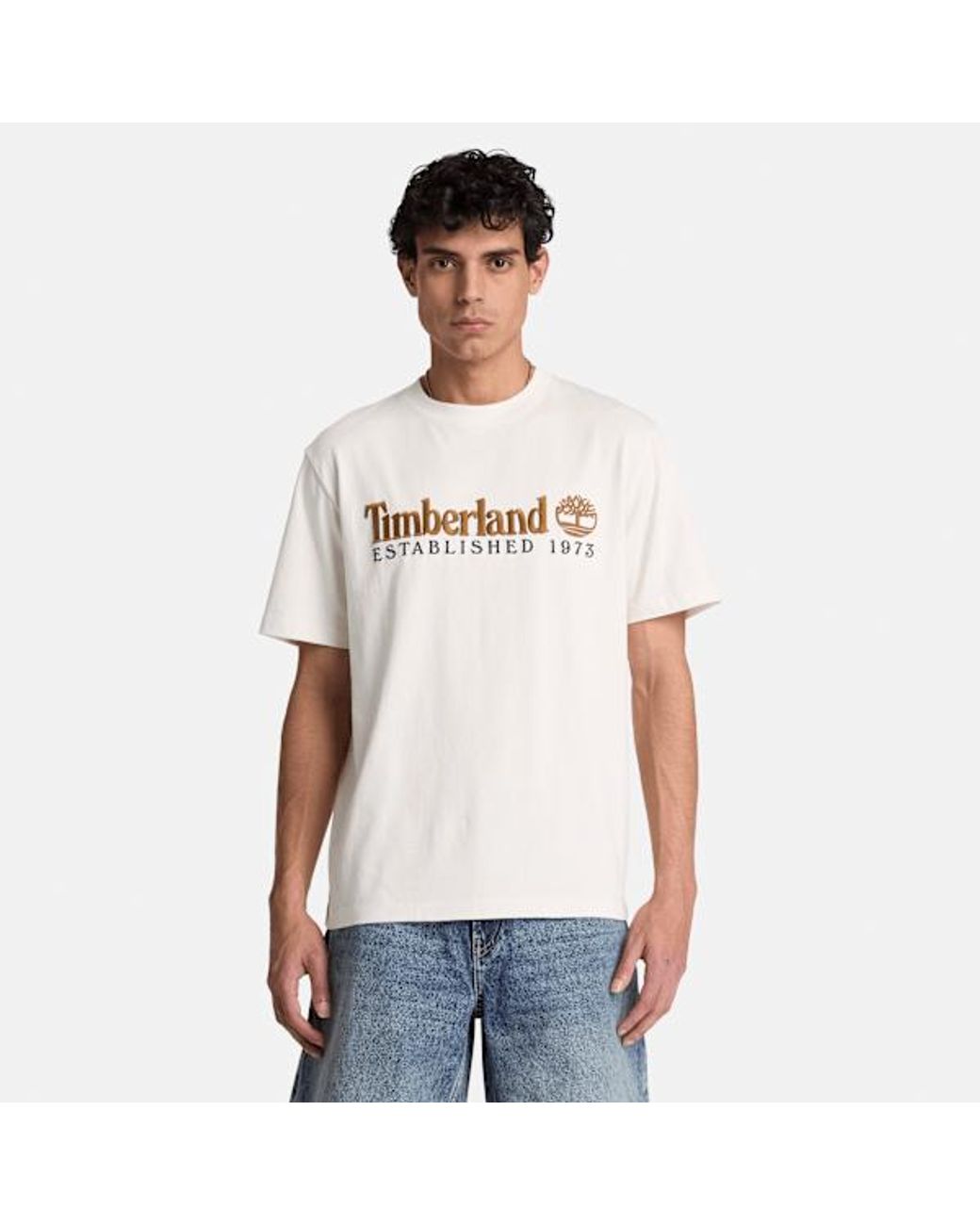 Timberland White Established 1973 Embroidered Short-Sleeve T-Shirt For for men