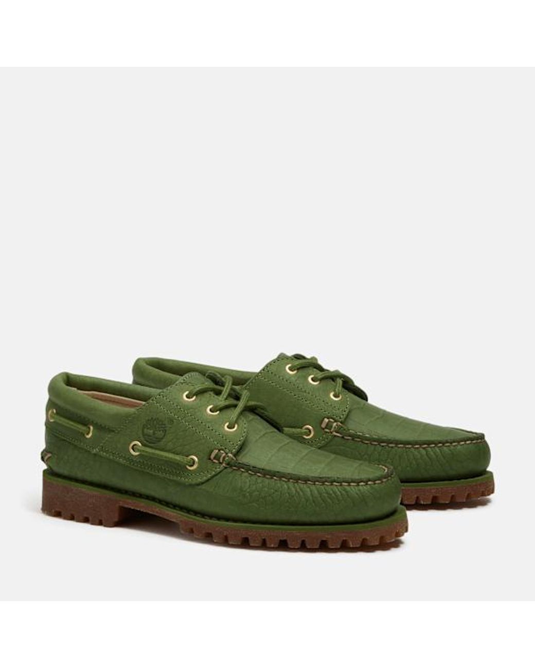 Timberland Green All Gender Authentic 3-Eye Lug Handsewn Boat Shoe