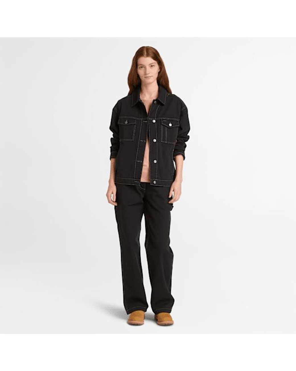 Timberland Black Canvas Trucker Jacket For