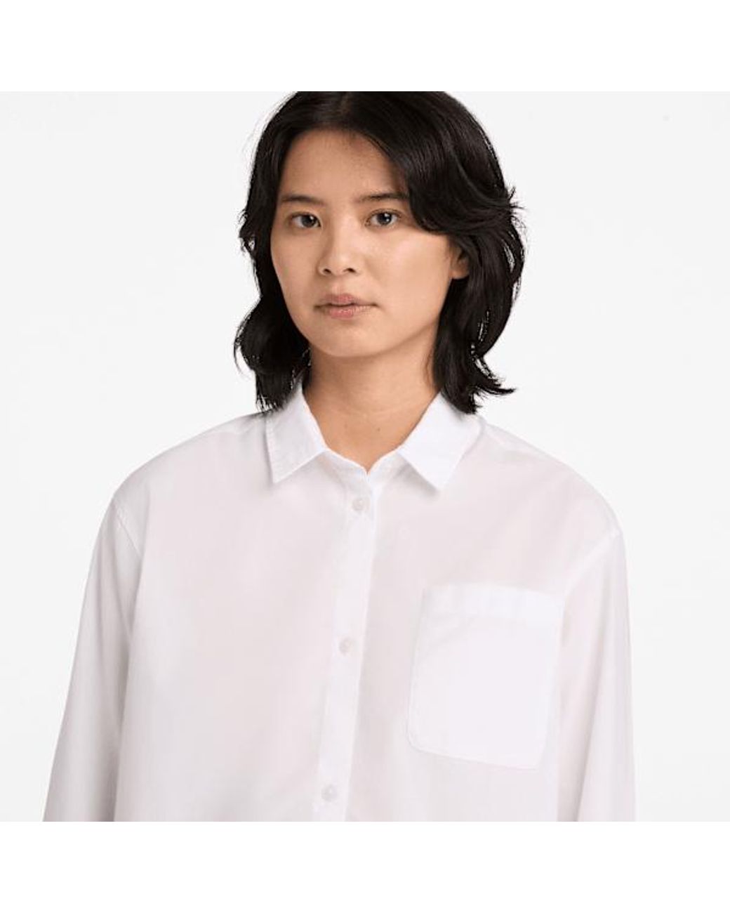 Timberland Poplin Shirt For Women In White, Woman, White, Size: L for men