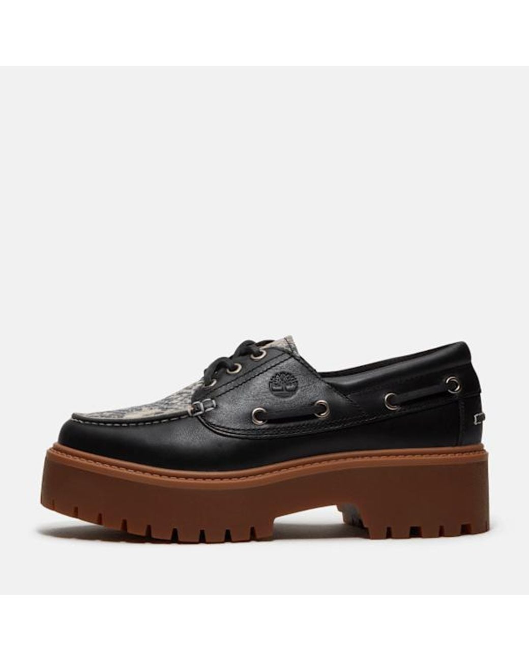 Timberland Black Stone Street Platform Boat Shoe For