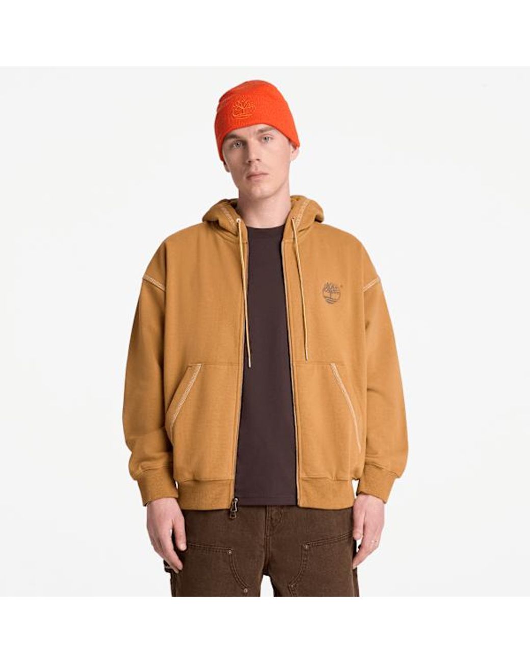Timberland Brown Iconic Full-Zip Hoodie For for men