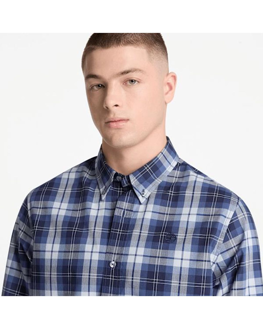 Timberland Blue Check Regular Fit Poplin Shirt For for men