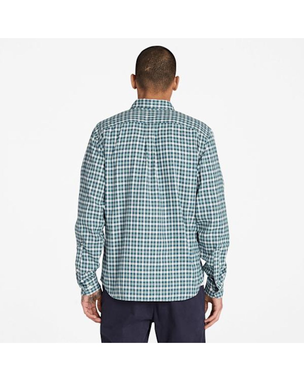 Timberland Blue Solucell Air Gingham Shirt For Men In Grey, Man, Grey, Size: 3xl for men
