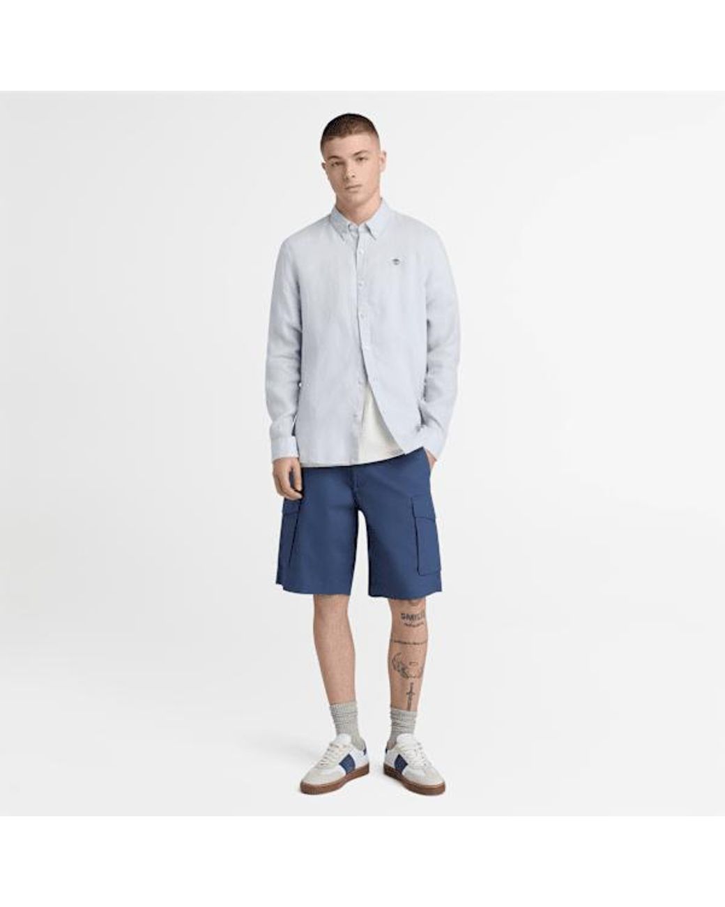 Timberland Blue Mill Brook Linen Shirt For Men In Grey, Man, Grey, Size: L for men