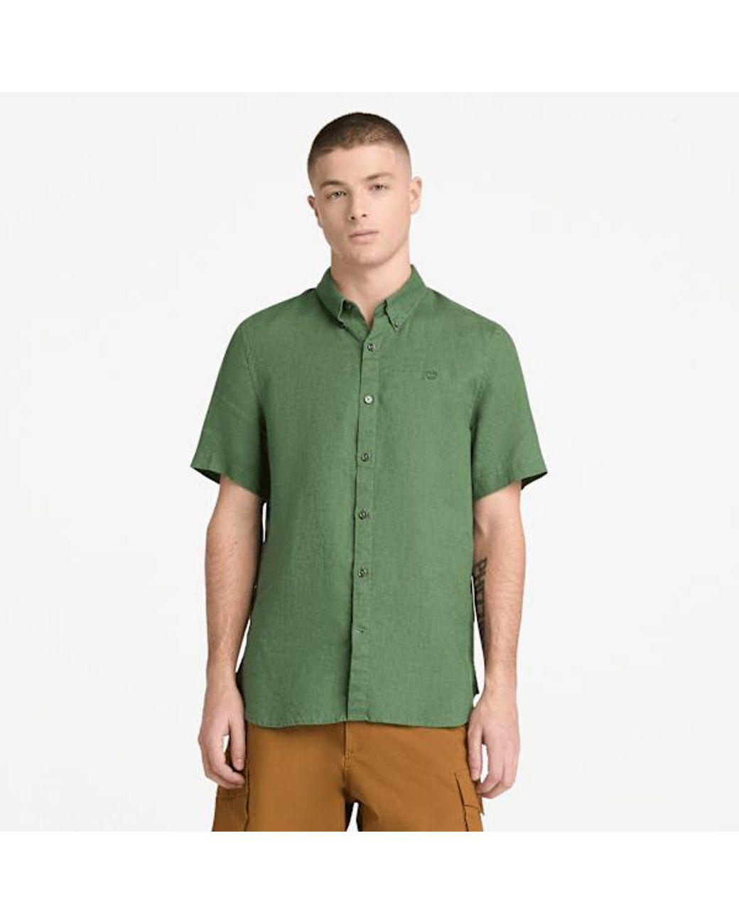 Timberland Green Mill Brook Linen Short-Sleeve Shirt For for men