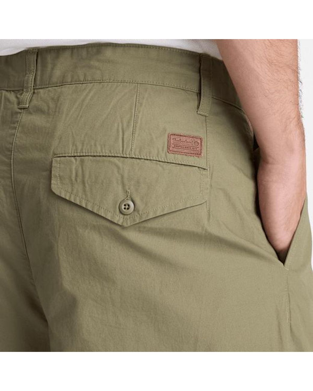 Timberland Green Claremont Poplin Pleated Chino Trouser For for men