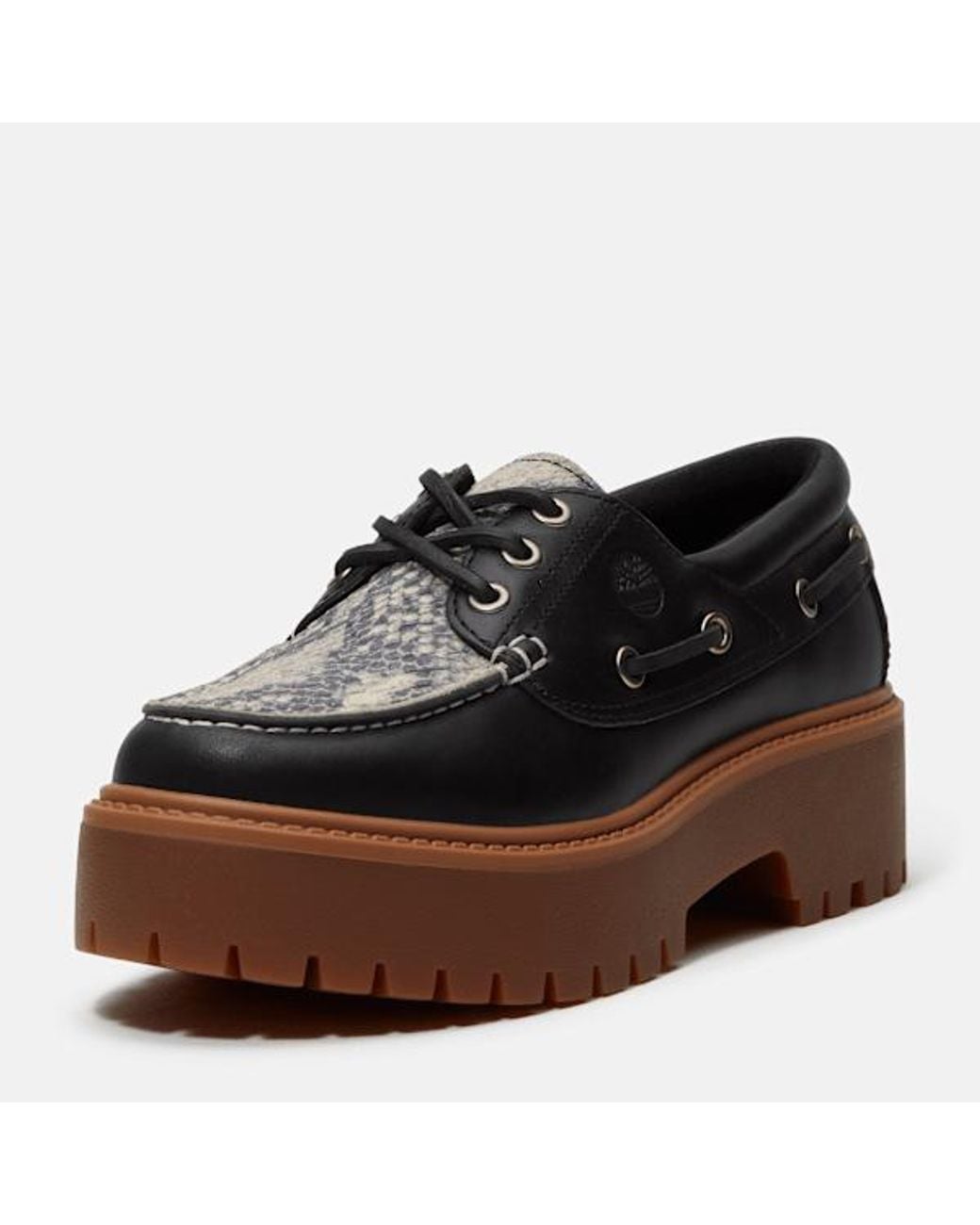 Timberland Black Stone Street Platform Boat Shoe For