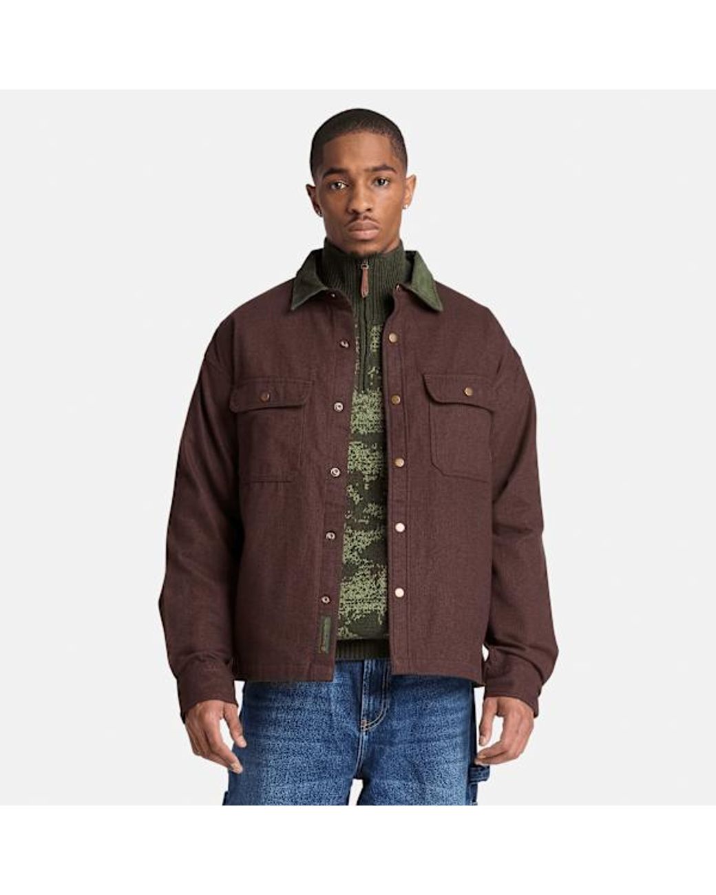 Timberland Purple Herringbone Overshirt For for men