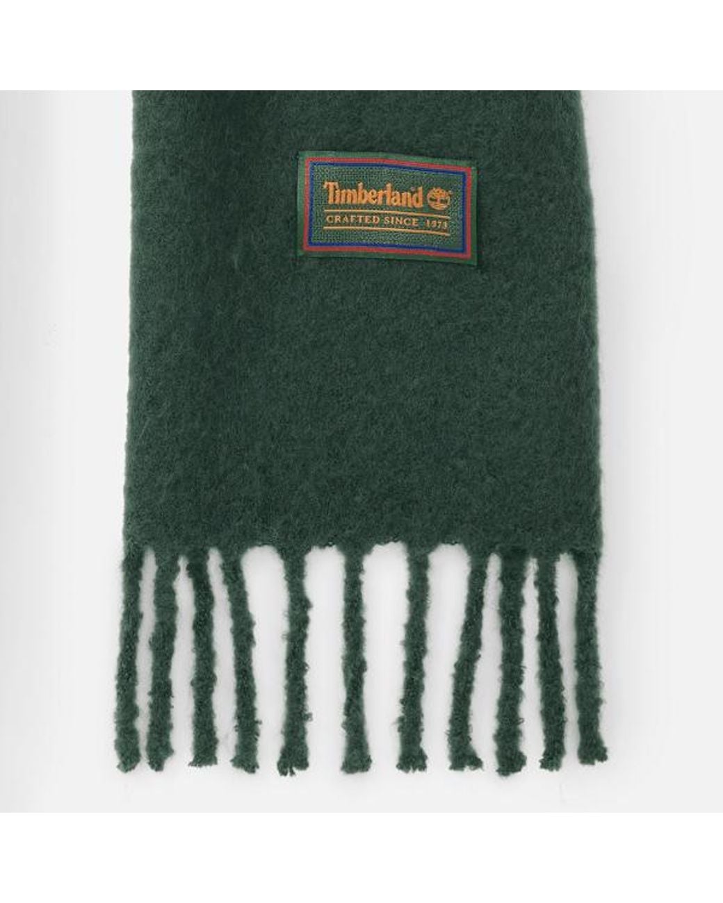 Timberland Green Woven Tassel Scarf For