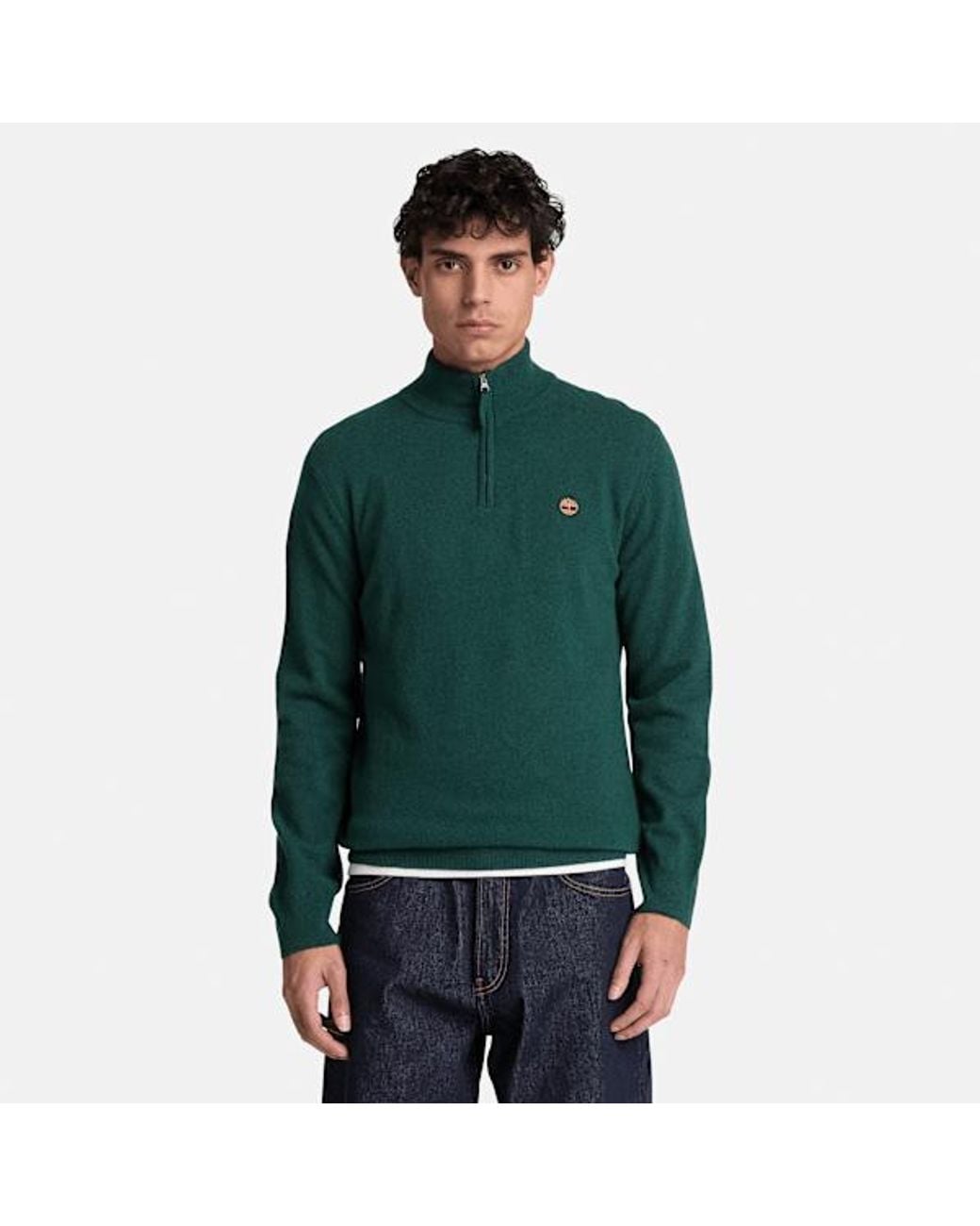 Timberland Green Cohas Brook Merino Quarter-Zip Jumper For for men