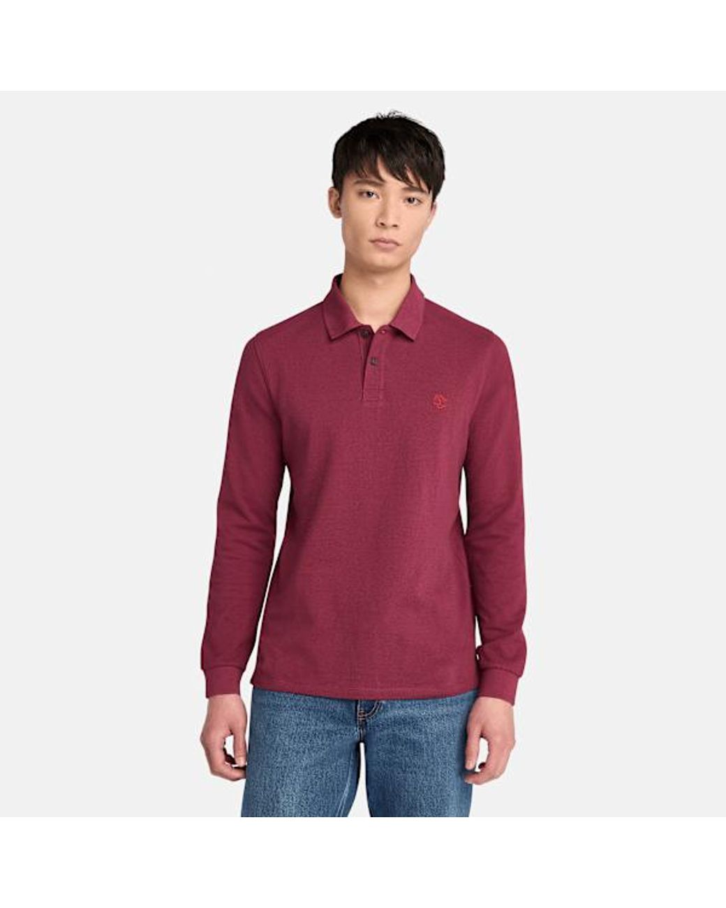 Timberland Purple Millers River Long-Sleeve Pique Polo For for men