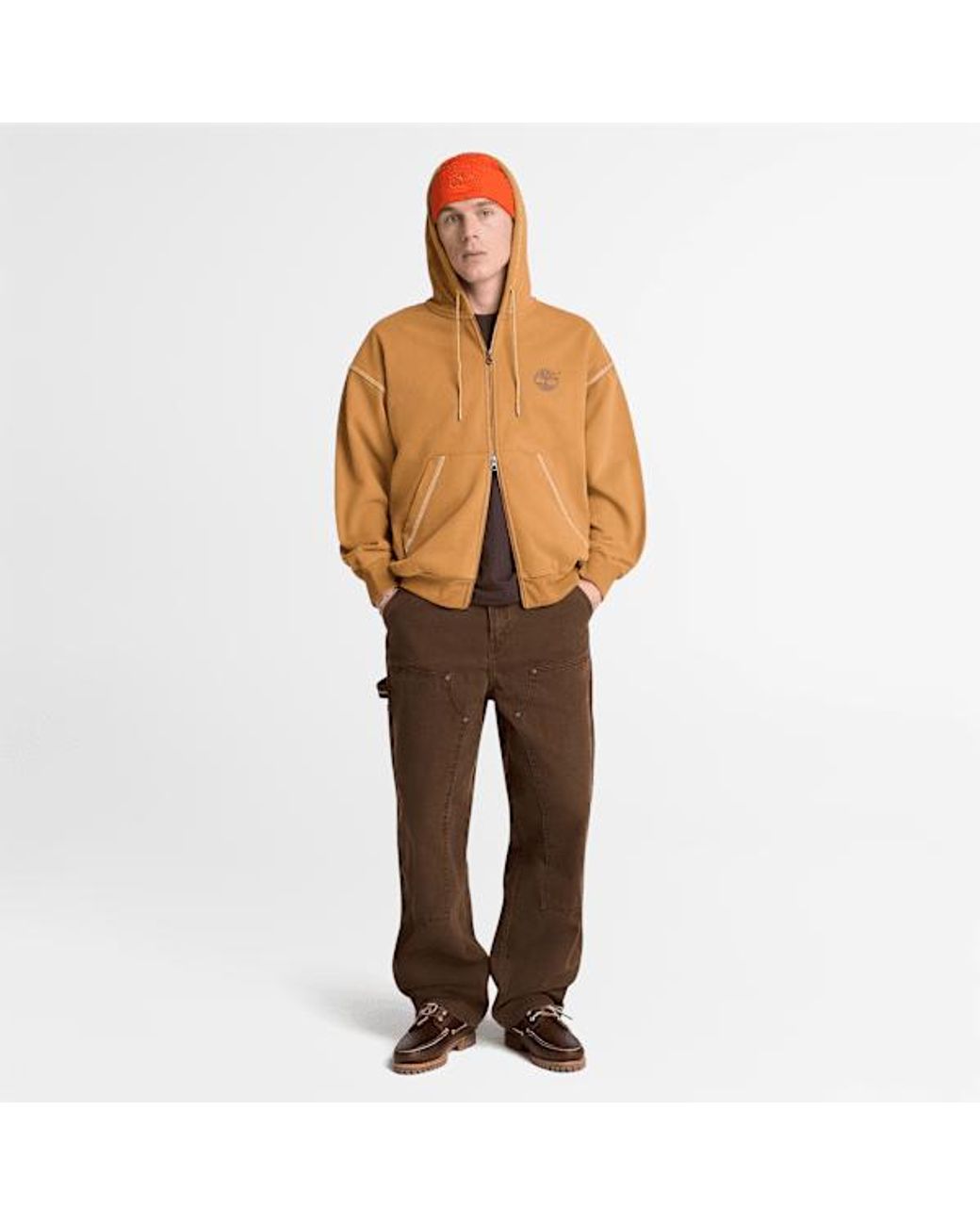 Timberland Brown Iconic Full-Zip Hoodie For for men