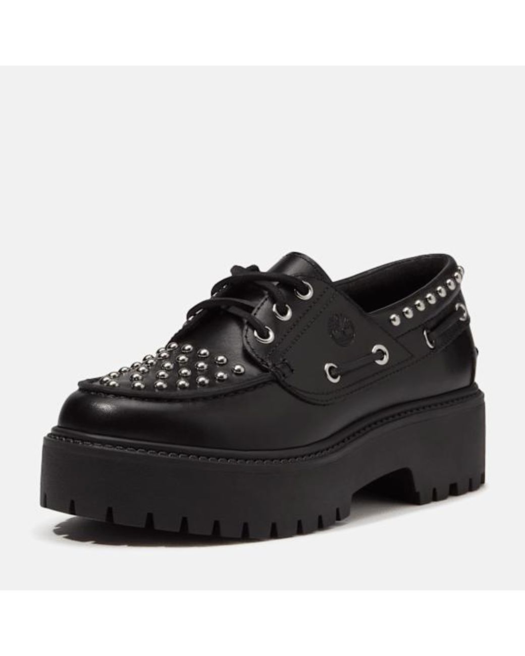 Timberland Black Stone Street Platform Boat Shoe For