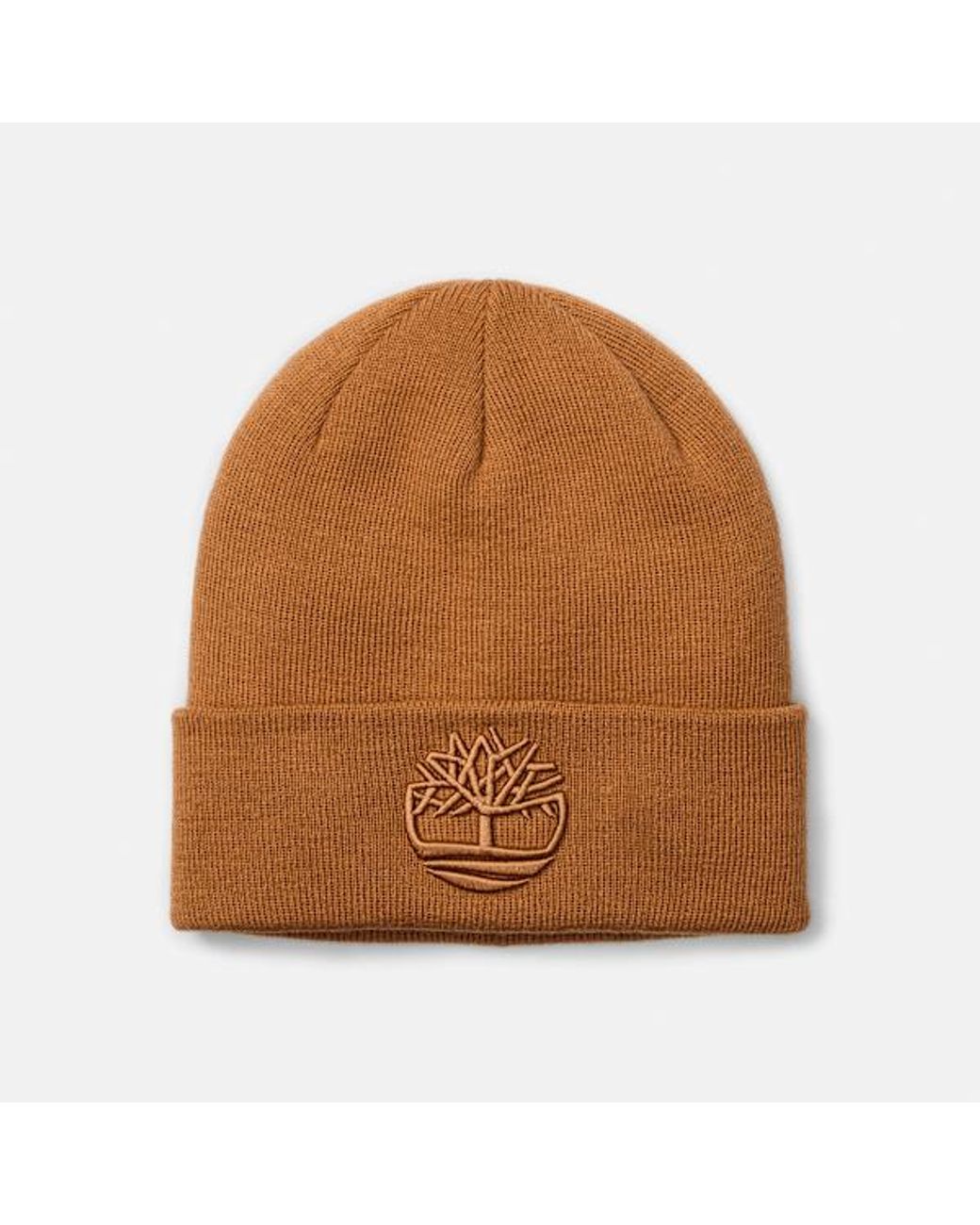 Timberland Brown 3d Embroidered Beanie In Yellow, Yellow for men