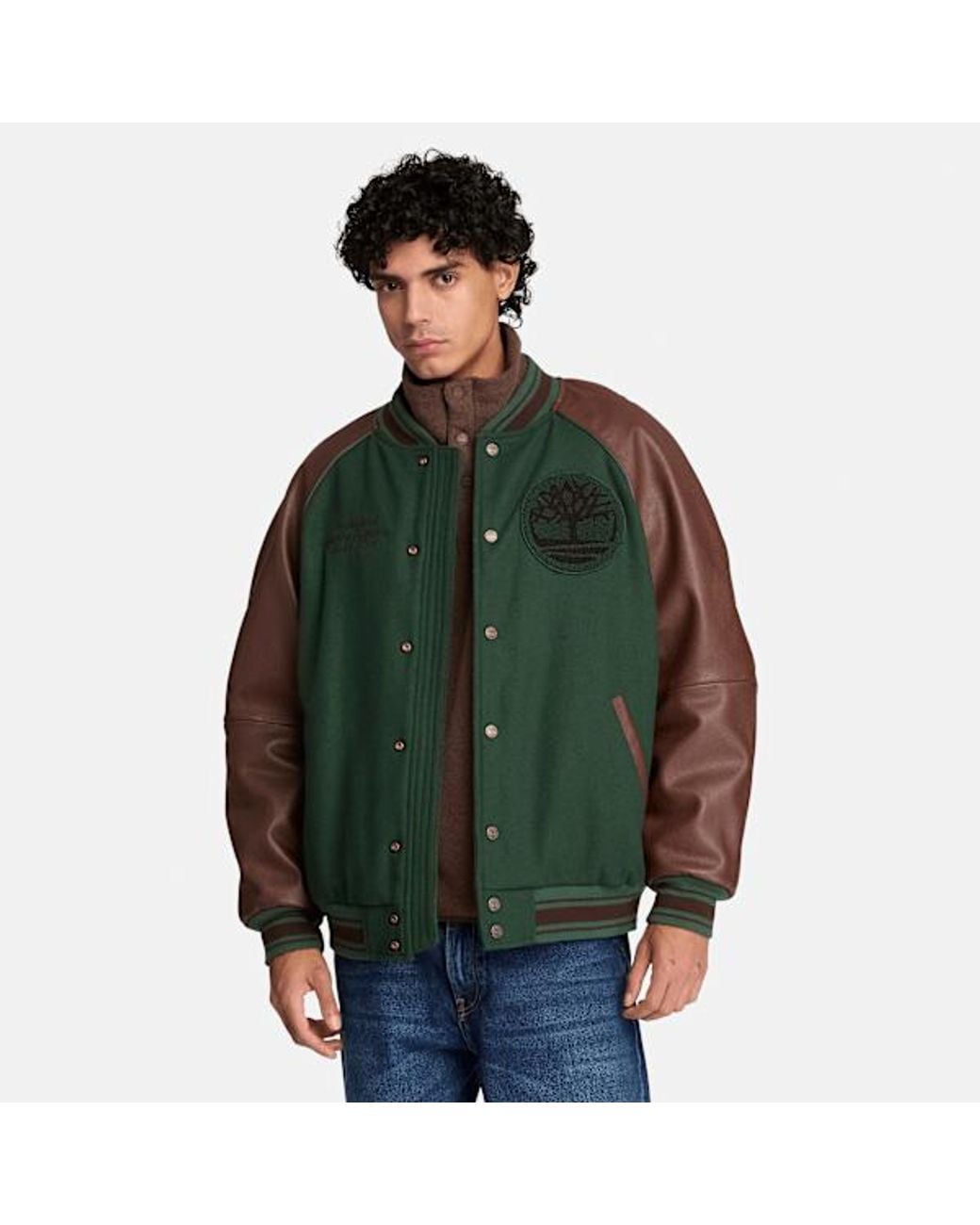 Timberland Green Signature Varsity Jacket For for men