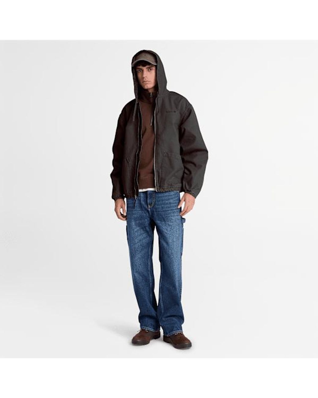 Timberland Black Hooded Canvas Bomber For for men