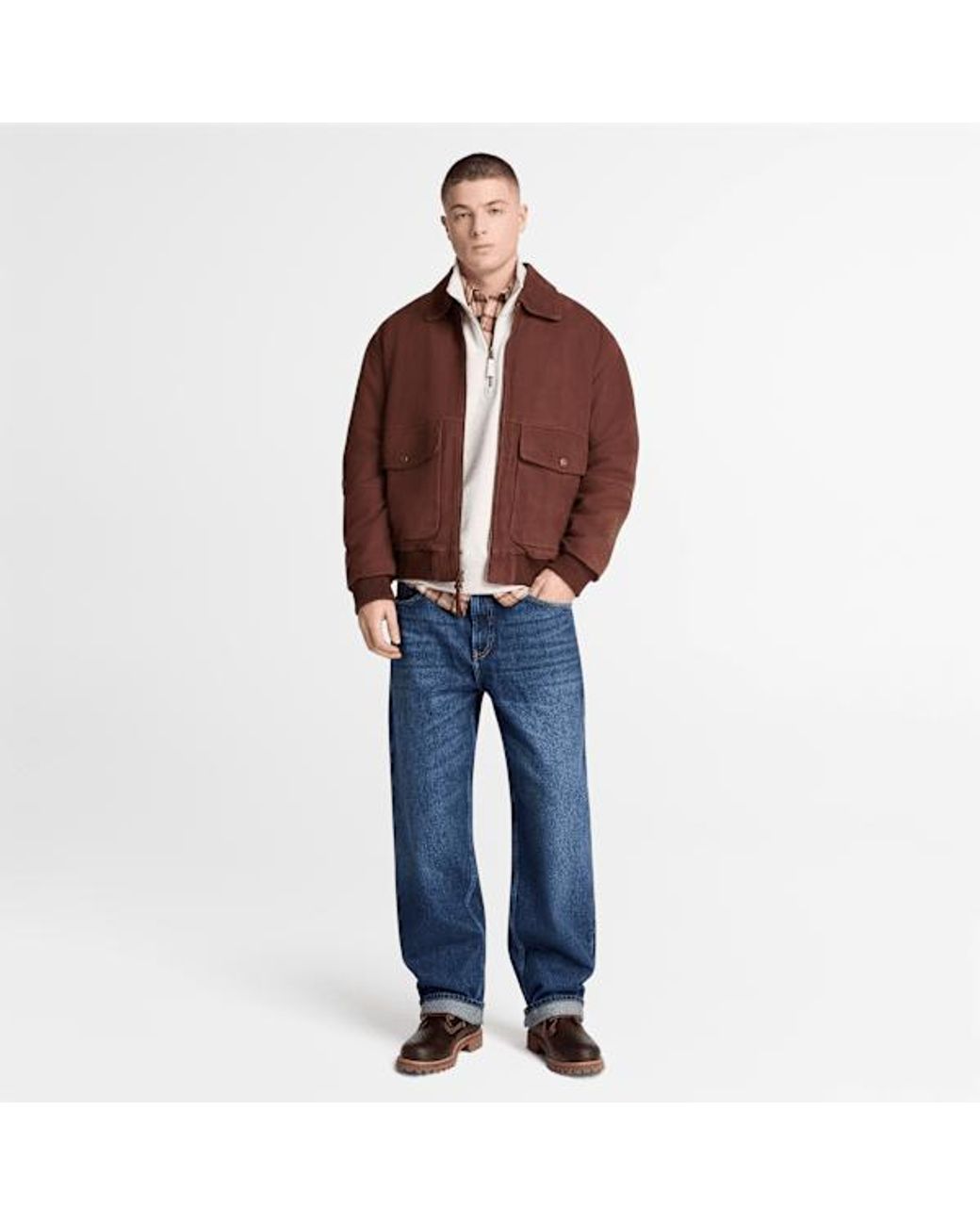Timberland Purple Leather Bomber For for men