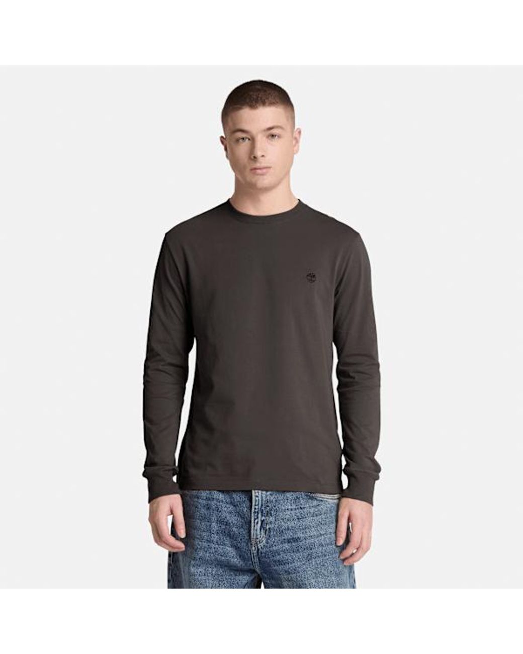 Timberland Gray Dunstan River Slim Embroidered Long-Sleeve T-Shirt For for men