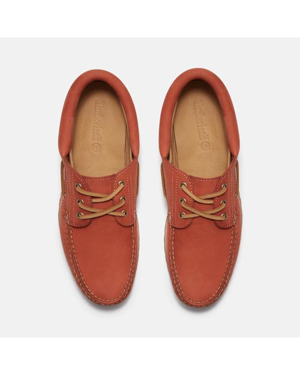 Timberland Authentic 3-Eye Lug Handsewn Boat Shoe in Red | Lyst UK