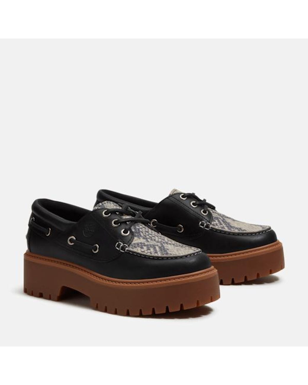 Timberland Black Stone Street Platform Boat Shoe For