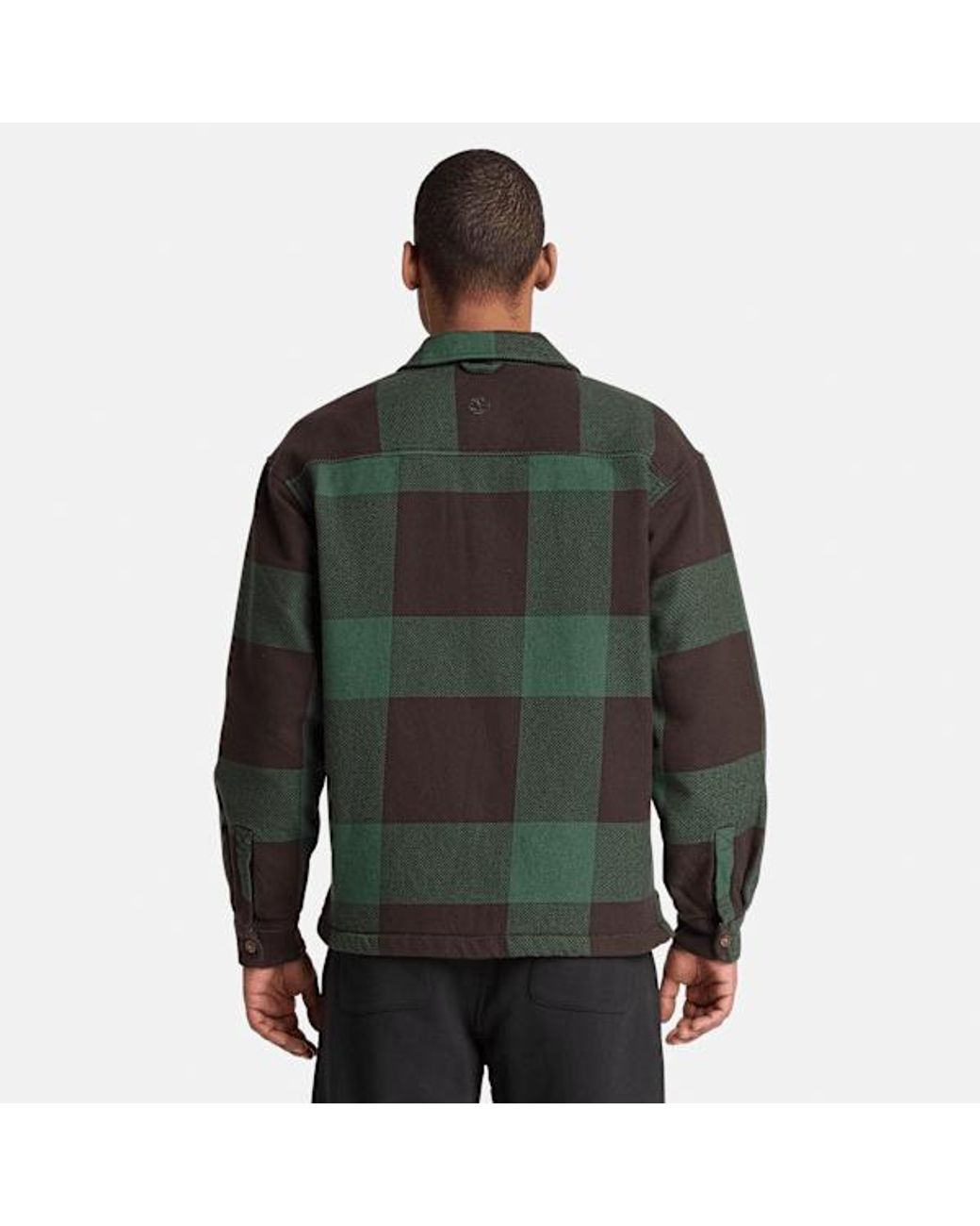 Timberland Green Fleece-Lined Checkered Overshirt For for men