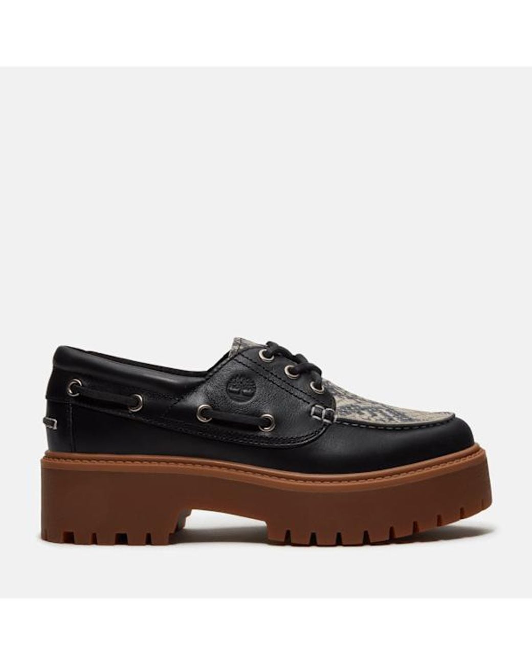 Timberland Black Stone Street Platform Boat Shoe For